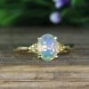 Opal engagement ring, Oval opal vintage promise ring