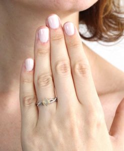 Opal Infinity Knot Diamond Engagement Ring, Opal Diamond Engagement Ring
