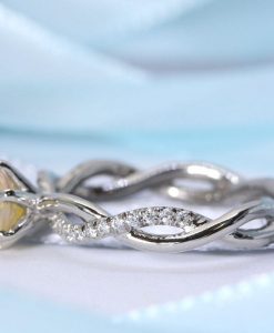 Opal Infinity Knot Diamond Engagement Ring, Opal Diamond Engagement Ring