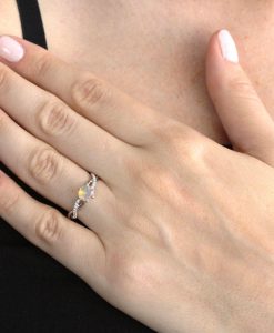 Opal Infinity Knot Diamond Engagement Ring, Opal Diamond Engagement Ring