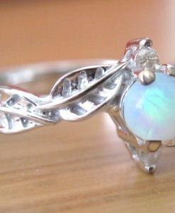 Opal Ring, Leaf Engagement Ring