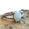 Opal ring sterling silver, Blue opal minimalist ring