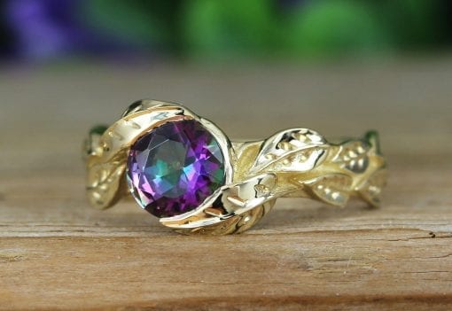 Elegant Gold Ring with Mystic Topaz – The Russian Store