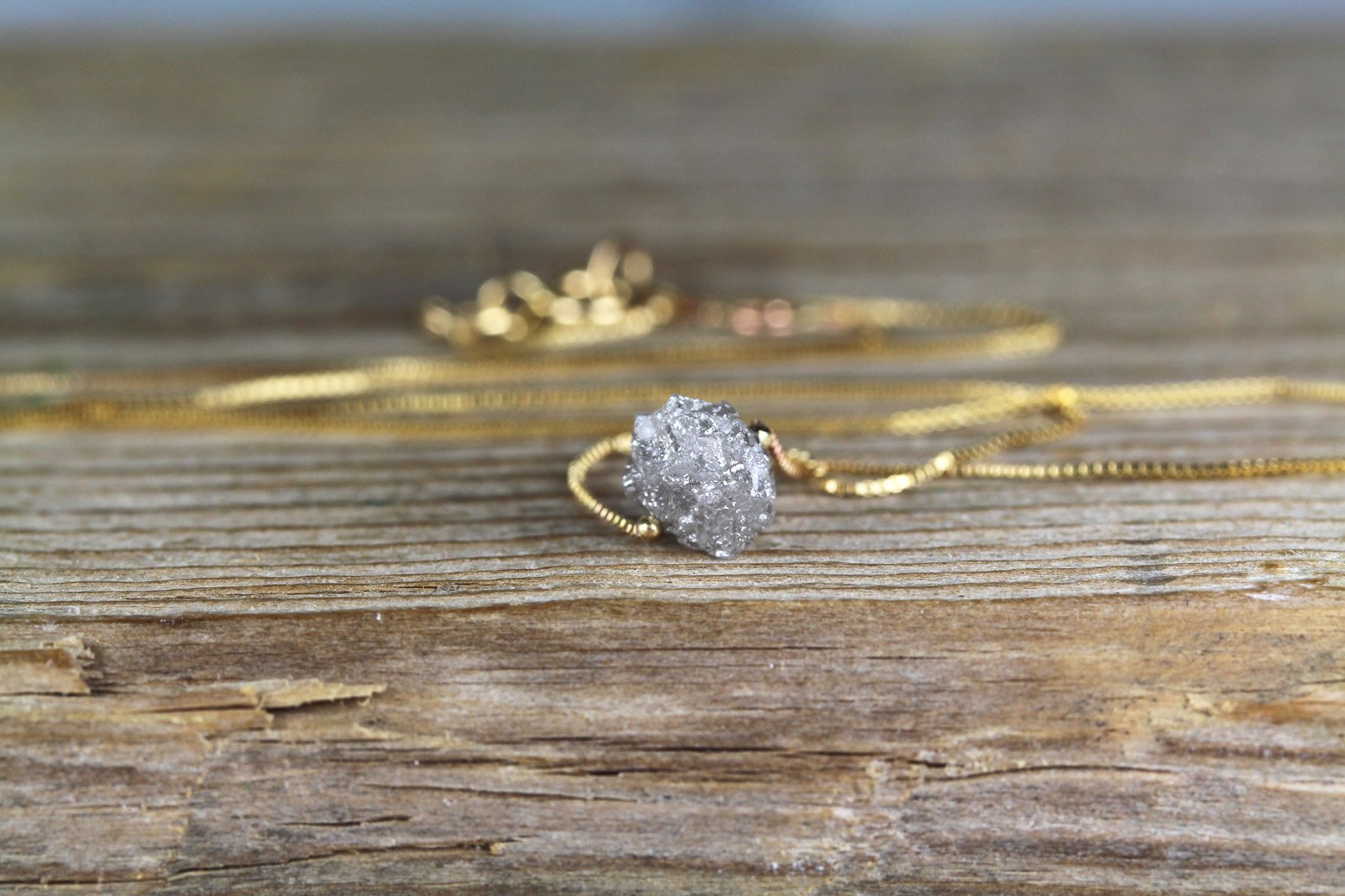 Unique Pink Rough Diamond Bead Necklace with Silver Clasp | DeKulture