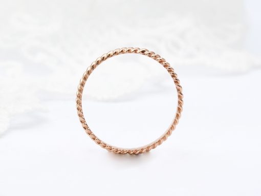 Gold braided rope ring, gold rope wedding band