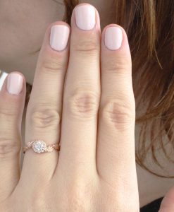 Rose Gold Leaves Diamond Engagement Ring, Floral Leaves Ring