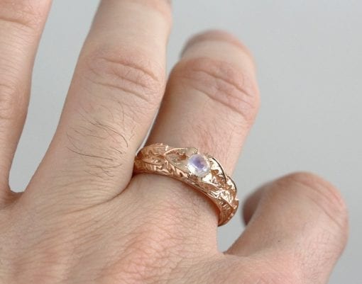 Rose gold moonstone ring, Nature inspired ring