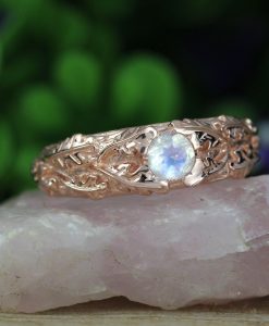 Rose gold moonstone ring, Nature inspired ring