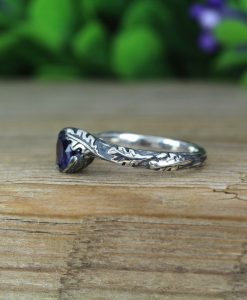 Sapphire Leaves Ring, Nature Inspired Ring