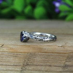 Sapphire Leaves Ring, Nature Inspired Ring
