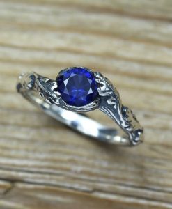 Sapphire Leaves Ring, Nature Inspired Ring