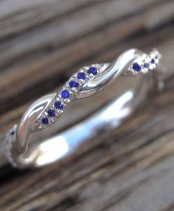 Sapphire Wedding Band, Sapphire Infinity Knot Ring