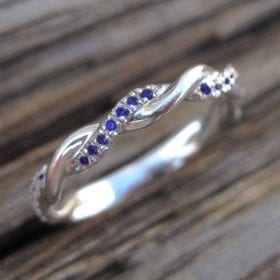Sapphire Wedding Band, Sapphire Infinity Knot Ring