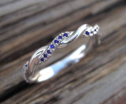 Sapphire Wedding Band, Sapphire Infinity Knot Ring