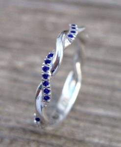 Sapphire Wedding Band, Sapphire Infinity Knot Ring