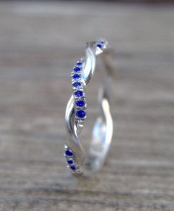 Sapphire Wedding Band, Sapphire Infinity Knot Ring