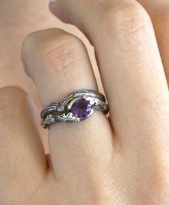 Silver Chevron Wedding Band, Silver Curved Band
