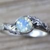 Silver Leaf Ring With Moonstone Gemstone, Moonstone Leaf Ring