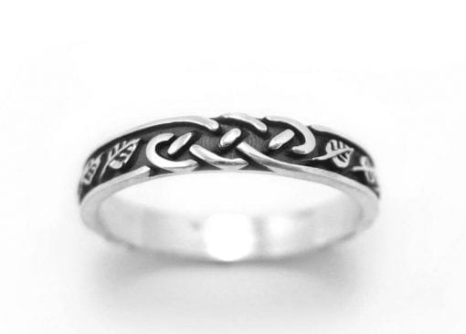 Silver Wedding Band, Silver Wedding Ring With Leaves