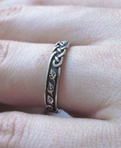 Silver Wedding Band, Silver Wedding Ring With Leaves