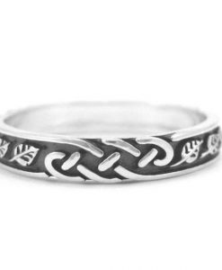 Silver Wedding Band, Silver Wedding Ring With Leaves