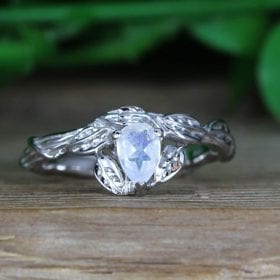 Twig Moonstone Engagement Ring, Unique Ring