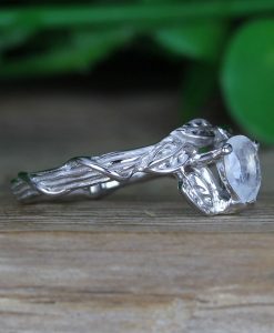 Twig Moonstone Engagement Ring, Unique Ring