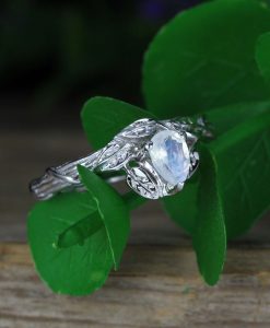 Twig Moonstone Engagement Ring, Unique Ring