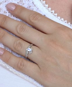 Twig Moonstone Engagement Ring, Unique Ring