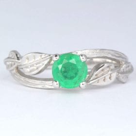 Twig Natural Emerald Engagement Ring, Leaves Ring