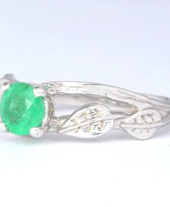 Twig Natural Emerald Engagement Ring, Leaves Ring