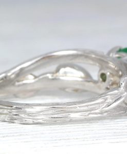 Twig Natural Emerald Engagement Ring, Leaves Ring