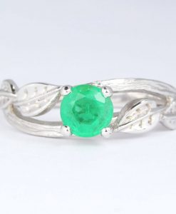 Twig Natural Emerald Engagement Ring, Leaves Ring