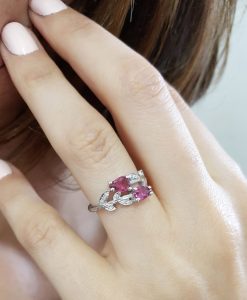 Unique Bark Engagement Ring, Pear Cut Blue Topaz Leaves Engagement Ring