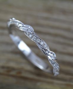 Unique Bridel Engagement Ring Set, Matching Halo Engagement Ring and Diamond Wedding Band