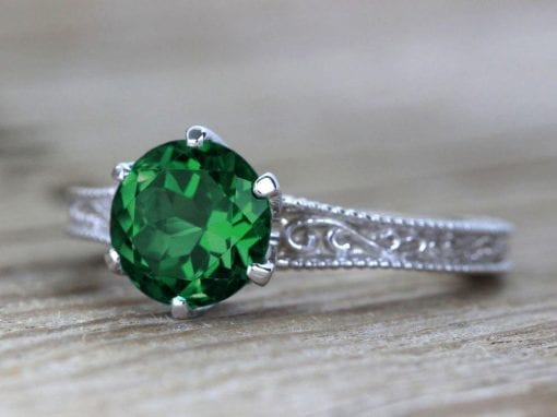 Vintage Emerald & Diamond Engagement Ring