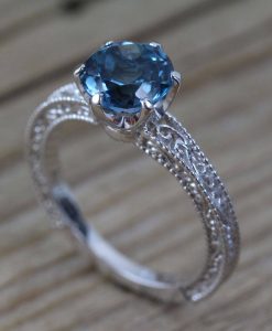 Vintage Engagement Ring, Blue Topaz Ring