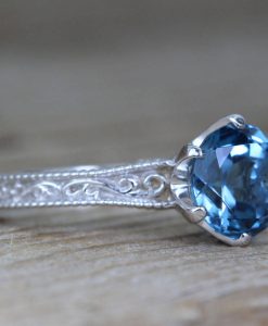 Vintage Engagement Ring, Blue Topaz Ring