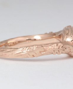 Vintage Rainbow Moonstone Engagement Ring, Floral Rose gold Nature Inspired Ring