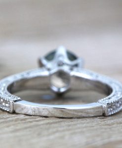 Vintage Rainbow Moonstone Scroll Filigree Ring 14k White gold