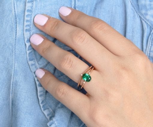 Natural Round Emerald 925 Solid Silver Ring-Minimalist Ring-May Birthstone  Ring | eBay