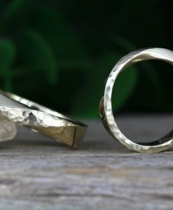 Wedding Bands Set, Hammered Mobius Wedding Set