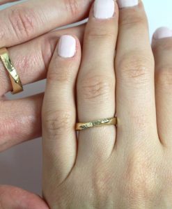 Wedding Bands Set, Hammered Mobius Wedding Set