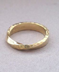 Wedding Bands Set, Hammered Mobius Wedding Set