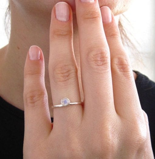 14K Moonstone Stacking Ring, Moonstone Engagement Ring
