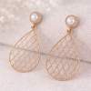 Bridal Pearl Earrings With diamonds, Gold Wedding Pearl Earrings