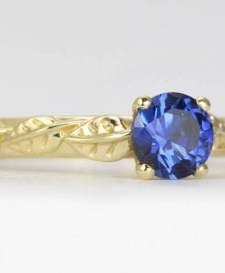 Blue Sapphire Engagement Ring, Gold Sapphire Ring