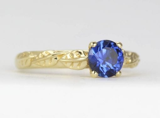 Blue Sapphire Engagement Ring, Gold Sapphire Ring