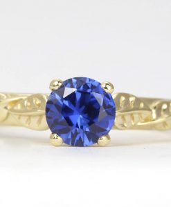 Blue Sapphire Engagement Ring, Gold Sapphire Ring - Image 2