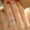 Blue Topaz Leaf Engagement Ring, Blue Topaz Engagement Ring
